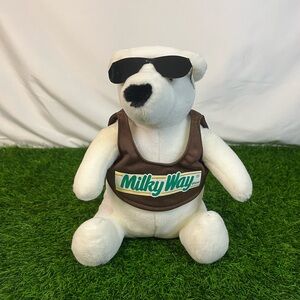 Vintage 1996 Mars Milky Way Candy Bar Plush Polar Bear White Sunglasses 10” HTF